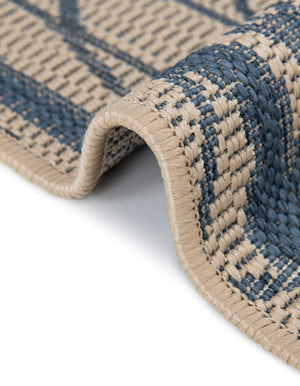 Beige and Blue 6' 1 x 6' 1 Outdoor Botanical Square Area Rug Weather Resistant for Patio, Deck, Terrace, Balcony, Porch Polypropylene Garden Floral Tropical Carpet for Sale at Rug Engine