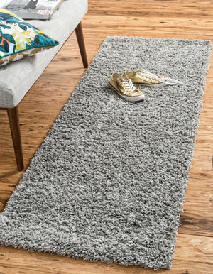 Cloud Gray 2' x 6' 5 Solid Shag Runner Rug