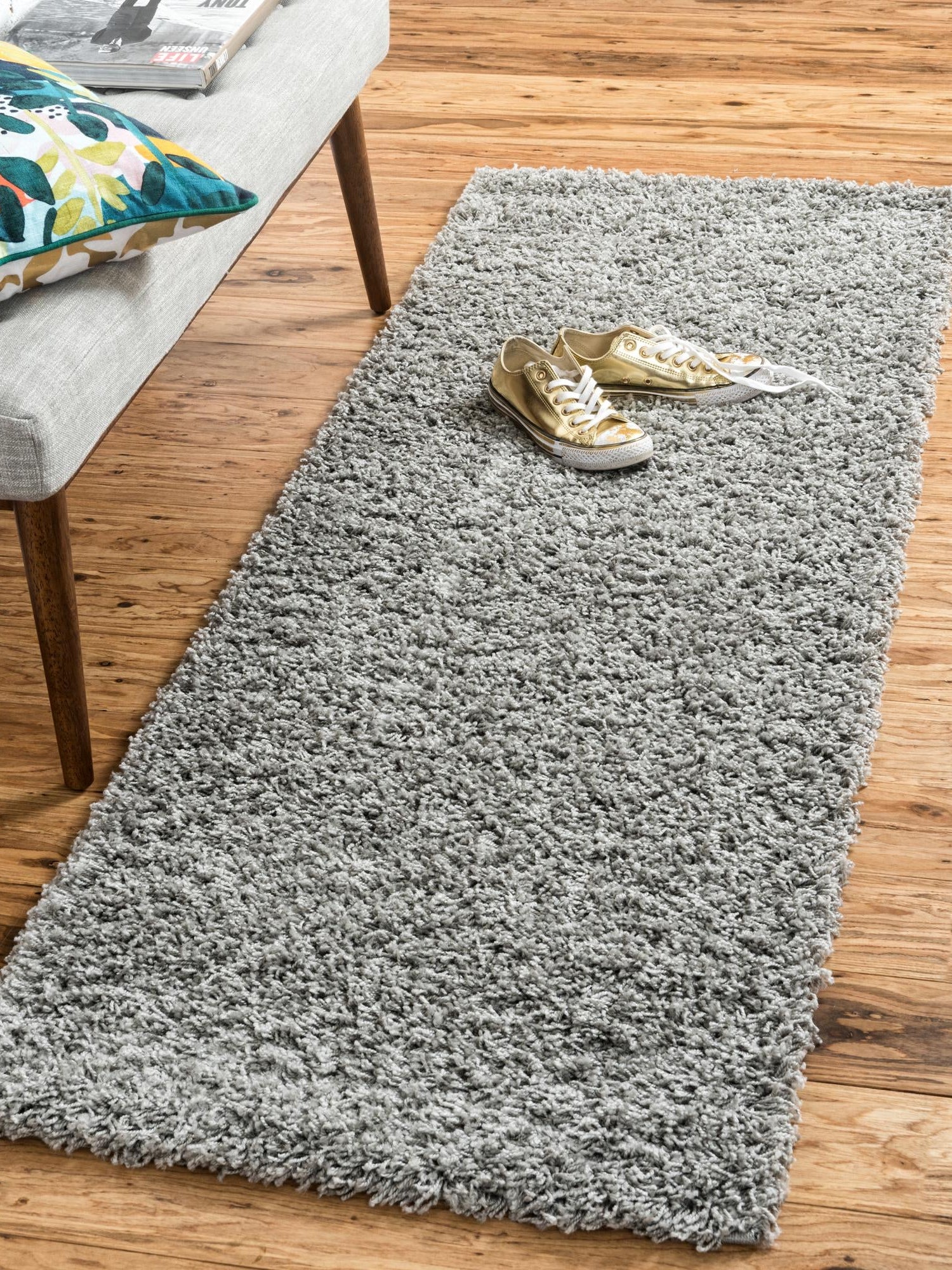 Cloud Gray 2' 7 x 10' Solid Shag Runner Area Rug Thick Soft Touch Fluffy & Plush Shaggy Pile Durable Minimalist Carpet for Classic Interior Design for Sale at Rug Engine
