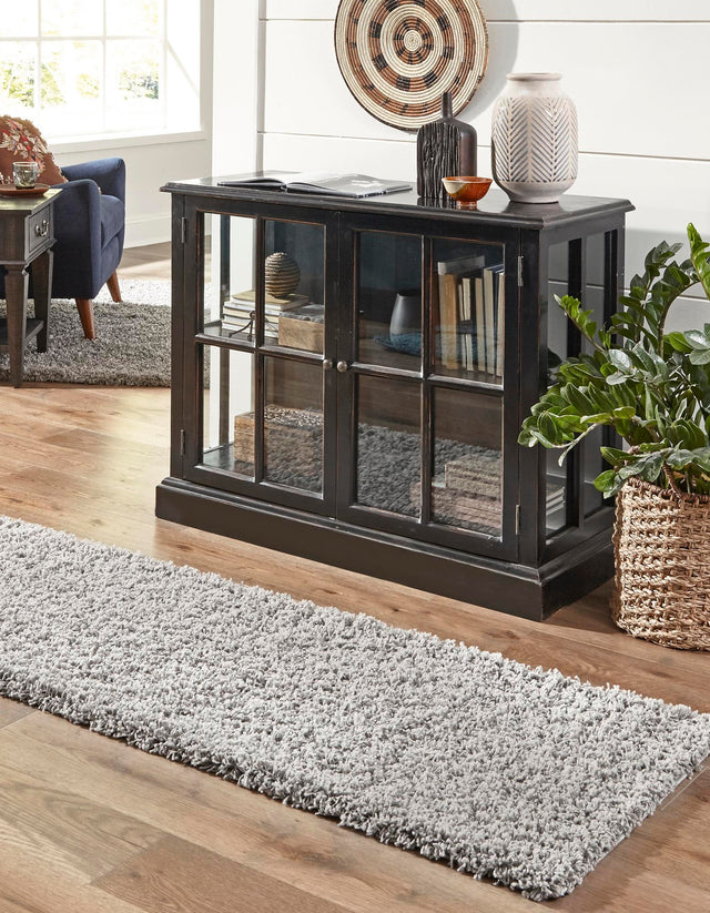 Cloud Gray 2' x 6' 5 Solid Shag Runner Rug