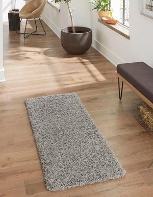 Cloud Gray 2' x 6' 5 Solid Shag Runner Rug