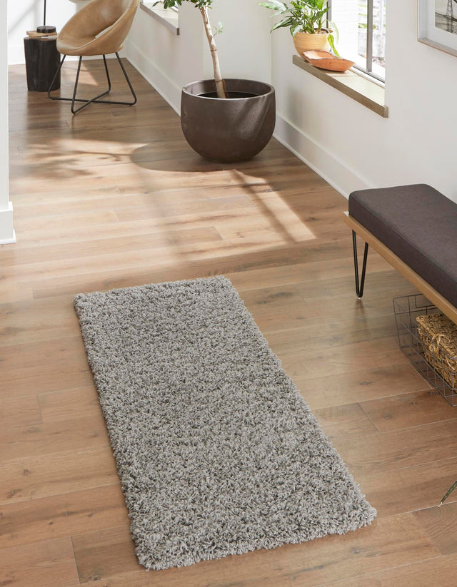 Cloud Gray 2' x 6' 5 Solid Shag Runner Rug