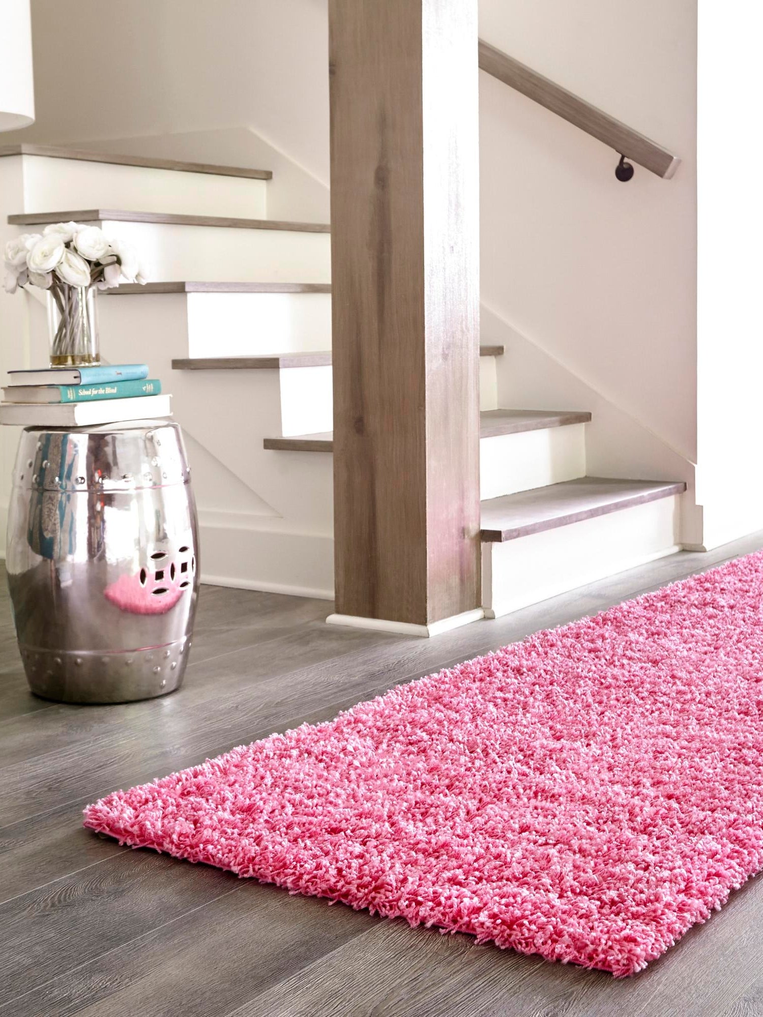 Taffy Pink 2' 7 x 19' 8 Solid Shag Runner Area Rug Thick Soft Touch Fluffy & Plush Shaggy Pile Durable Minimalist Carpet for Classic Interior Design for Sale at Rug Engine