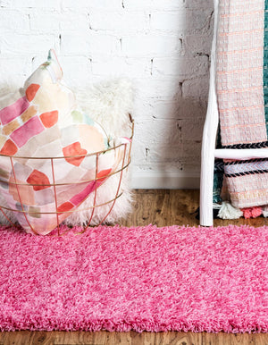 Taffy Pink 2' 2 x 7' Solid Shag Runner Rug