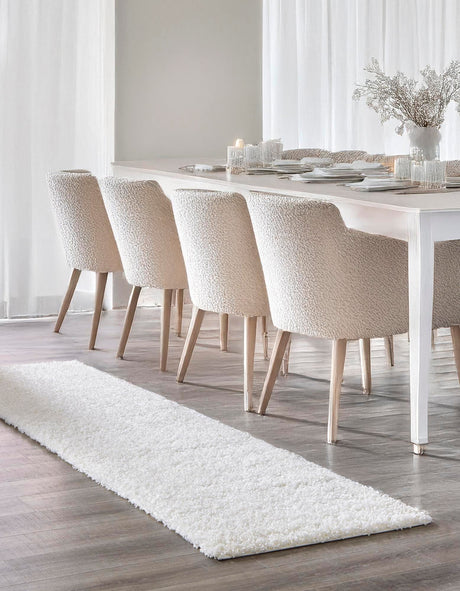 Snow White 2' 7 x 10' Solid Shag Runner Area Rug Thick Soft Touch Fluffy & Plush Shaggy Pile Durable Minimalist Carpet for Classic Interior Design for Sale at Rug Engine