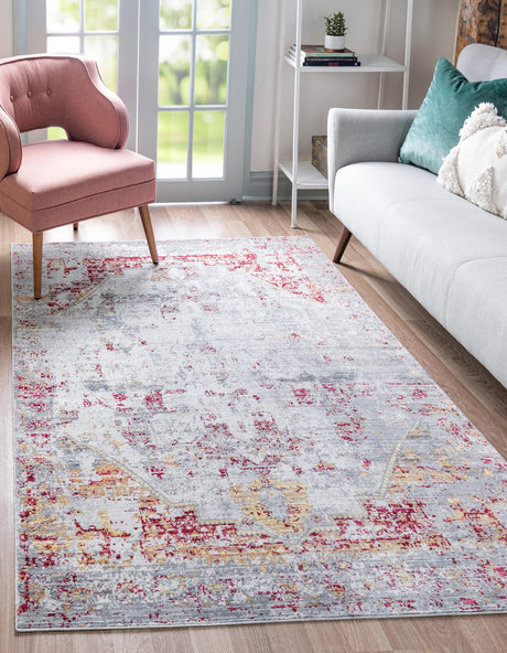 Gray 6' 1 x 9' Austin Rectangle Area Rug 100% Polyester Durable Cotton Backing Living Dining Room Bedroom Office Vintage Decor Carpet for Sale at Rug Engine
