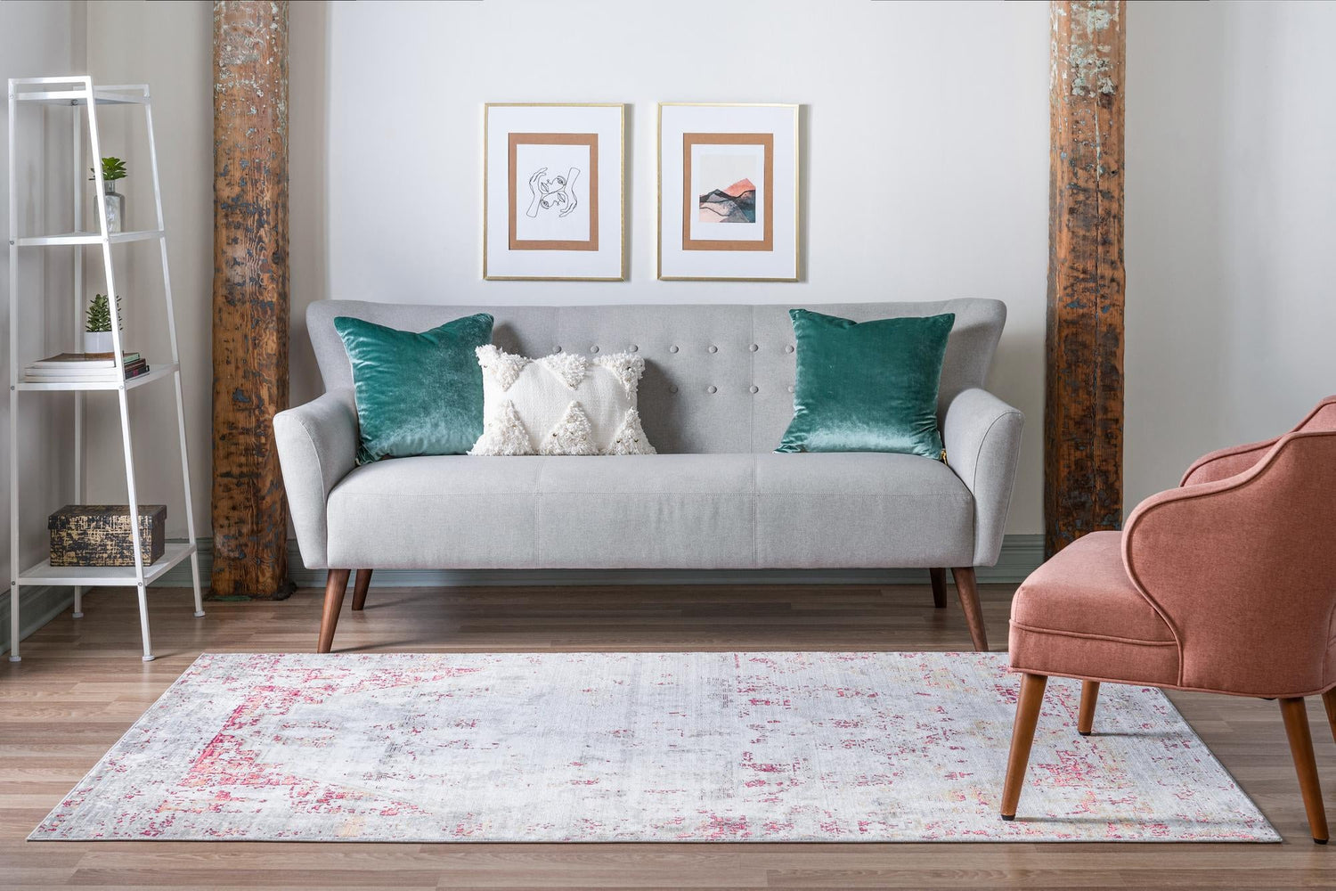 Gray 8' x 10' Austin Rectangle Area Rug 100% Polyester Durable Cotton Backing Living Dining Room Bedroom Office Vintage Decor Carpet for Sale at Rug Engine