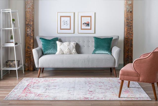 Gray 8' x 10' Austin Rectangle Area Rug 100% Polyester Durable Cotton Backing Living Dining Room Bedroom Office Vintage Decor Carpet for Sale at Rug Engine