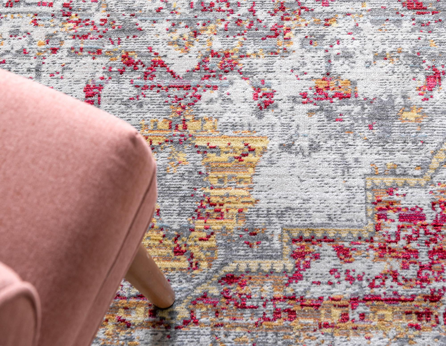 Gray 4' 1 x 6' 1 Austin Rectangle Area Rug 100% Polyester Durable Cotton Backing Living Dining Room Bedroom Office Vintage Decor Carpet for Sale at Rug Engine