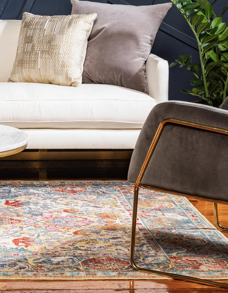 Beige 4' 1 x 6' 1 Austin Rectangle Area Rug 100% Polyester Durable Cotton Backing Living Dining Room Bedroom Office Vintage Decor Carpet for Sale at Rug Engine
