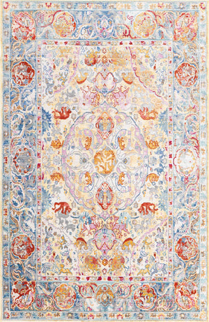 Beige 5' x 8' Austin Rectangle Area Rug 100% Polyester Durable Cotton Backing Living Dining Room Bedroom Office Vintage Decor Carpet for Sale at Rug Engine