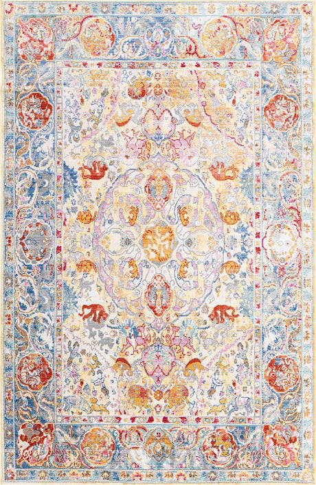 Beige 5' x 8' Austin Rectangle Area Rug 100% Polyester Durable Cotton Backing Living Dining Room Bedroom Office Vintage Decor Carpet for Sale at Rug Engine