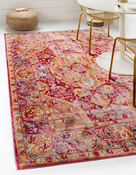 Red 4' 1 x 6' 1 Austin Rectangle Area Rug 100% Polyester Durable Cotton Backing Living Dining Room Bedroom Office Vintage Decor Carpet for Sale at Rug Engine