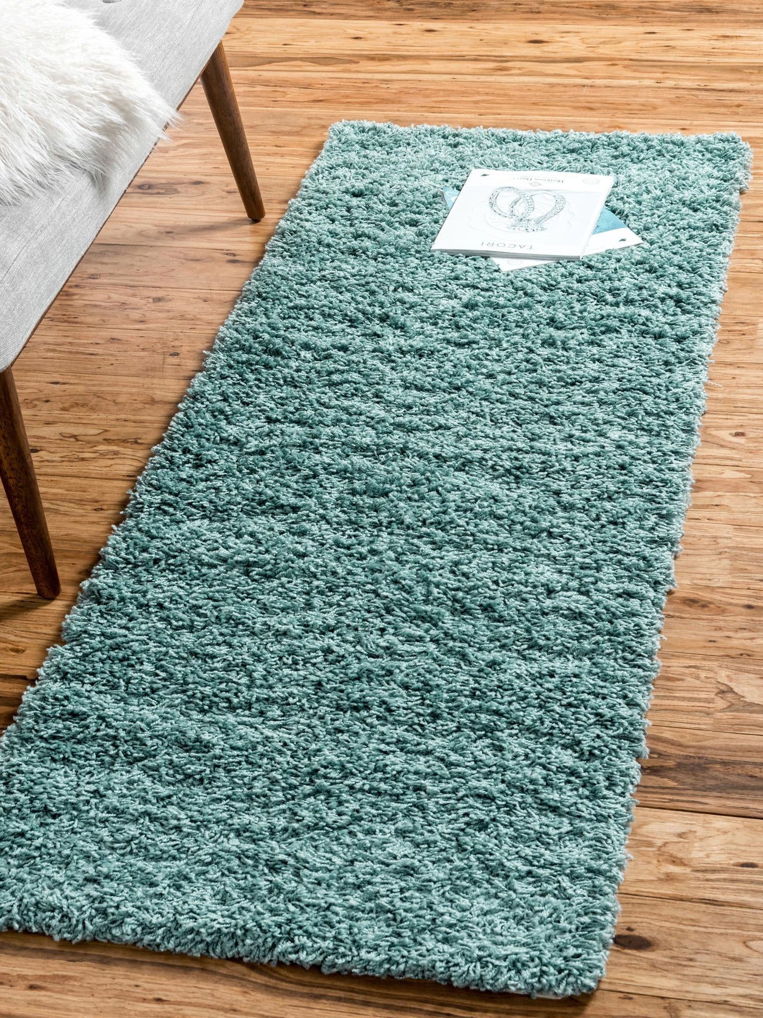 Light Slate Blue 2' 1 x 6' 5 Solid Shag Runner Area Rug Thick Soft Touch Fluffy & Plush Shaggy Pile Durable Minimalist Carpet for Classic Interior Design for Sale at Rug Engine