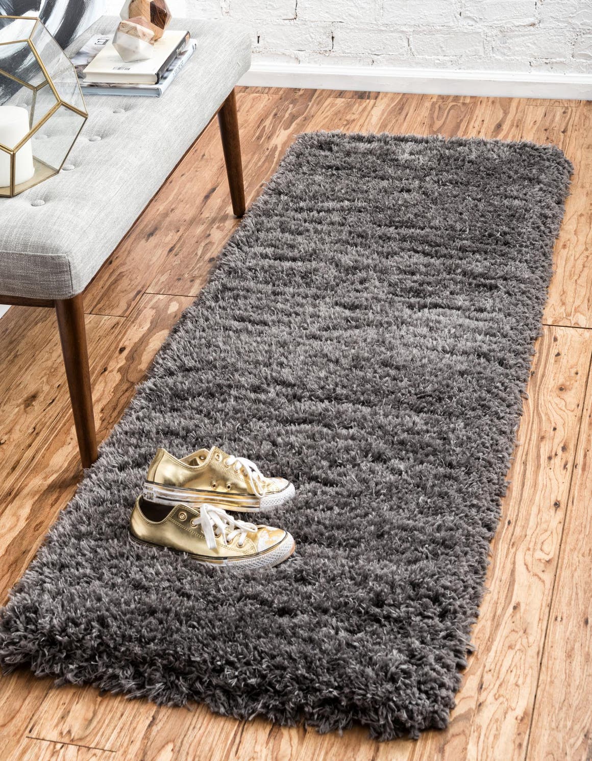 Slate 2' 7 x 12' Marilyn Monroe Opulence Shag Runner Area Rug Thick Soft Touch Fluffy & Plush Shaggy Pile 100% Polyester Carpet for Living, Dining, Bedroom, Office for Sale at Rug Engine
