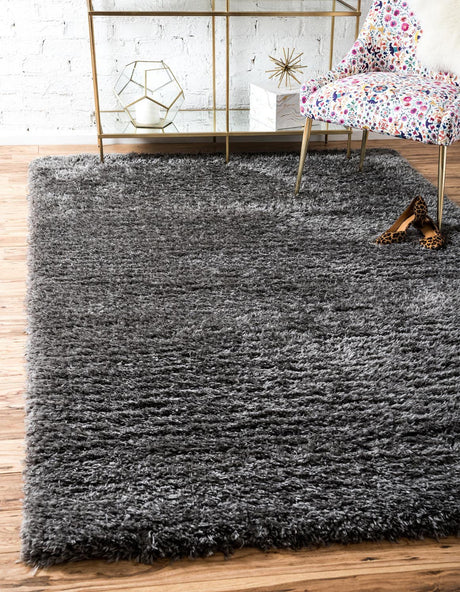 Slate 9' x 12' Marilyn Monroe Opulence Shag Rectangle Area Rug Thick Soft Touch Fluffy & Plush Shaggy Pile