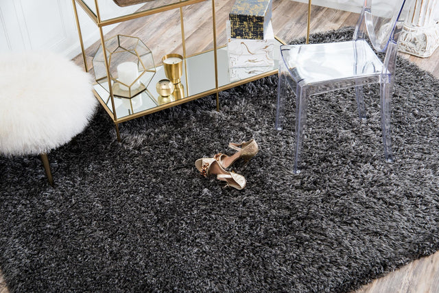 Slate 8' x 10' Marilyn Monroe Opulence Shag Rectangle Area Rug Thick Soft Touch Fluffy & Plush Shaggy Pile