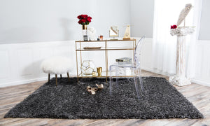 Slate 9' x 12' Marilyn Monroe Opulence Shag Rectangle Area Rug Thick Soft Touch Fluffy & Plush Shaggy Pile