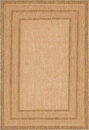 Tan 4' 1 x 6' 1 Outdoor Border Rectangle Rug