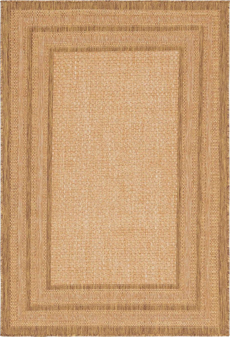 Tan 4' 1 x 6' 1 Outdoor Border Rectangle Rug