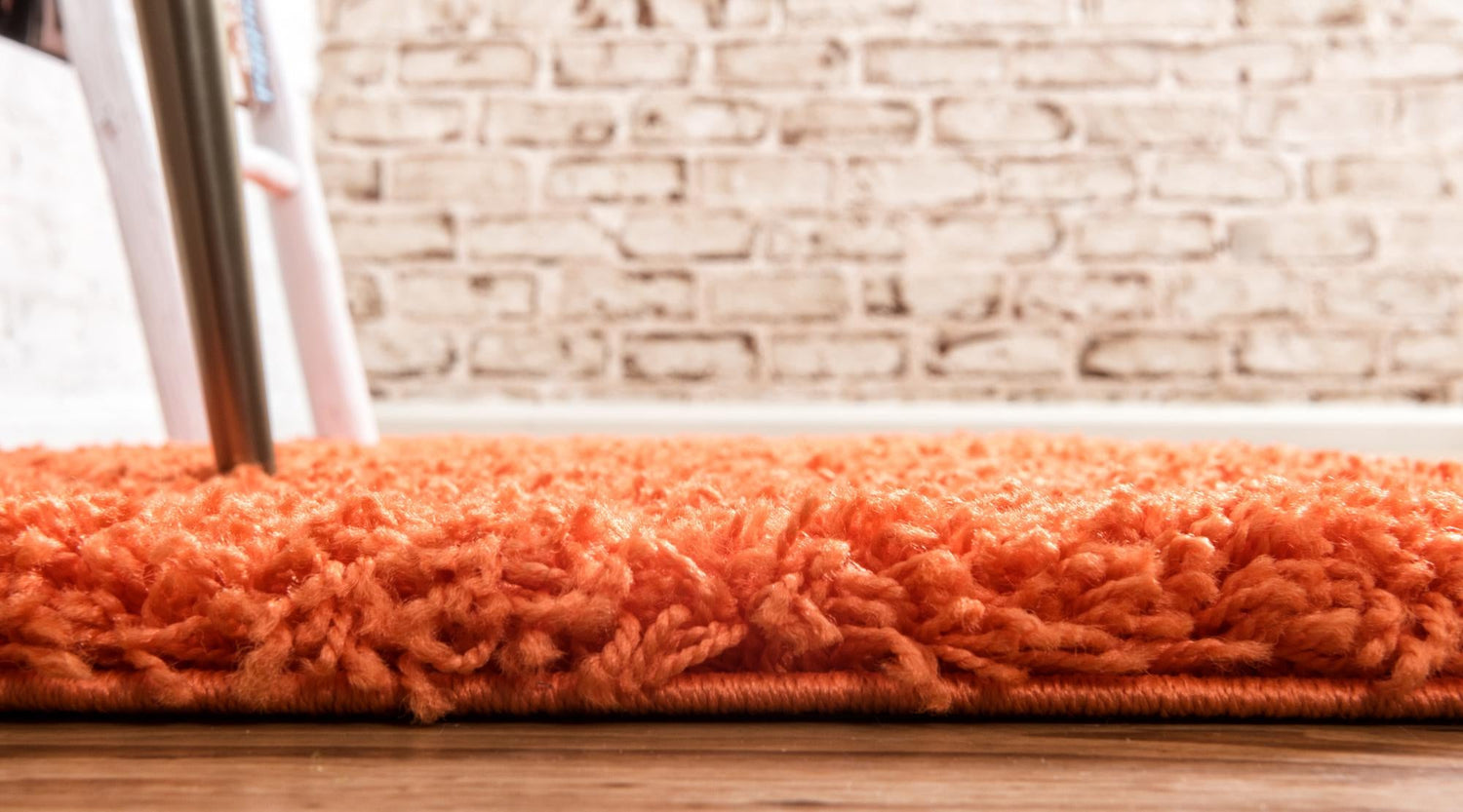 Tiger Orange 2' 7 x 16' 5 Solid Shag Runner Area Rug Thick Soft Touch Fluffy & Plush Shaggy Pile Durable Minimalist Carpet for Classic Interior Design for Sale at Rug Engine