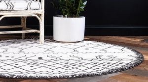 Beige 8' x 8' Fez Round Area Rug Geometric 100% Polypropylene Easy Clean Stain Resistant Carpet for Living, Dining, Office, Dorms for Sale at Rug Engine