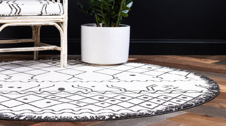 Beige 6' 1 x 6' 1 Fez Round Area Rug Geometric 100% Polypropylene Easy Clean Stain Resistant Carpet for Living, Dining, Office, Dorms for Sale at Rug Engine