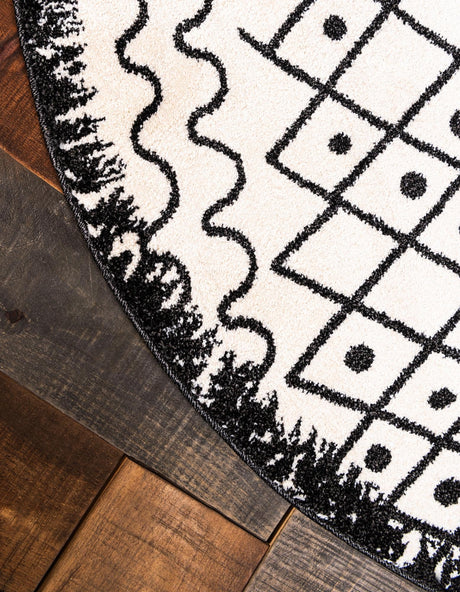Beige 6' 1 x 6' 1 Fez Round Area Rug Geometric 100% Polypropylene Easy Clean Stain Resistant Carpet for Living, Dining, Office, Dorms for Sale at Rug Engine