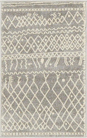 Gray 2' x 3' 1 Fez Rectangle Area Rug Geometric 100% Polypropylene Easy Clean Stain Resistant Carpet for Living, Dining, Office, Dorms for Sale at Rug Engine