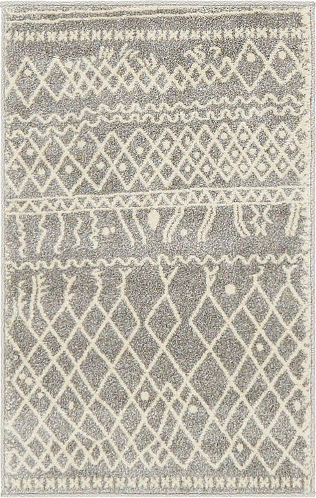Gray 2' x 3' 1 Fez Rectangle Area Rug Geometric 100% Polypropylene Easy Clean Stain Resistant Carpet for Living, Dining, Office, Dorms for Sale at Rug Engine