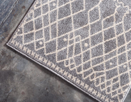 Gray 2' 7 x 10' Fez Runner Area Rug Geometric 100% Polypropylene Easy Clean Stain Resistant Carpet for Living, Dining, Office, Dorms for Sale at Rug Engine