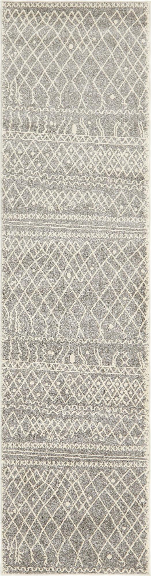 Gray 2' 7 x 10' Fez Runner Area Rug Geometric 100% Polypropylene Easy Clean Stain Resistant Carpet for Living, Dining, Office, Dorms for Sale at Rug Engine