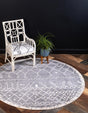 Gray 3' 3 x 3' 3 Fez Round Area Rug Geometric 100% Polypropylene Easy Clean Stain Resistant Carpet for Living, Dining, Office, Dorms for Sale at Rug Engine