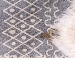 Gray 8' x 8' Fez Round Area Rug Geometric 100% Polypropylene Easy Clean Stain Resistant Carpet for Living, Dining, Office, Dorms for Sale at Rug Engine
