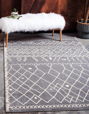 Gray 2' x 3' 1 Fez Rectangle Area Rug Geometric 100% Polypropylene Easy Clean Stain Resistant Carpet for Living, Dining, Office, Dorms for Sale at Rug Engine