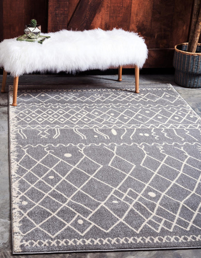 Gray 2' x 3' 1 Fez Rectangle Area Rug Geometric 100% Polypropylene Easy Clean Stain Resistant Carpet for Living, Dining, Office, Dorms for Sale at Rug Engine