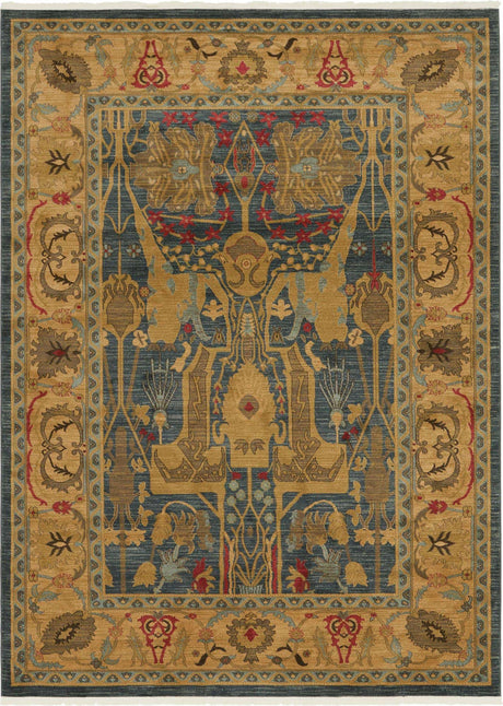 Navy Blue 8' x 11' Sahand Rectangle Area Rug Affordable Easy Clean Traditional Design Durable Carpet for Home Interior Design Living Room Dining Office for Sale at Rug Engine
