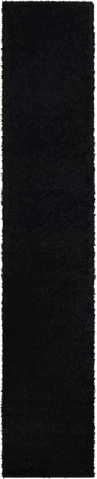 Jet Black 2' 7 x 13' 1 Solid Shag Runner Area Rug Thick Soft Touch Fluffy & Plush Shaggy Pile