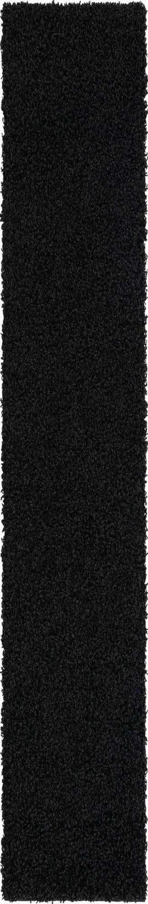 Jet Black 2' 7 x 16' 5 Solid Shag Runner Area Rug Thick Soft Touch Fluffy & Plush Shaggy Pile