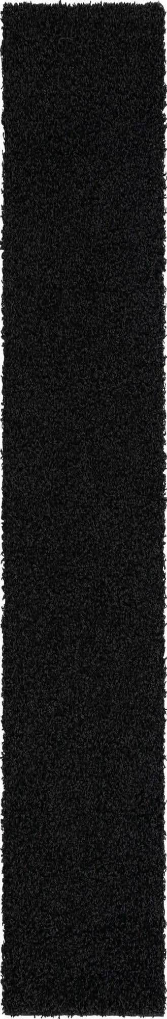 Jet Black 2' 7 x 16' 5 Solid Shag Runner Area Rug Thick Soft Touch Fluffy & Plush Shaggy Pile