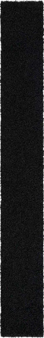 Jet Black 2' 7 x 19' 8 Solid Shag Runner Area Rug Thick Soft Touch Fluffy & Plush Shaggy Pile