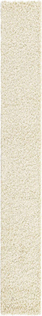 Pure Ivory 2' 7 x 19' 8 Solid Shag Runner Area Rug Thick Soft Touch Fluffy & Plush Shaggy Pile