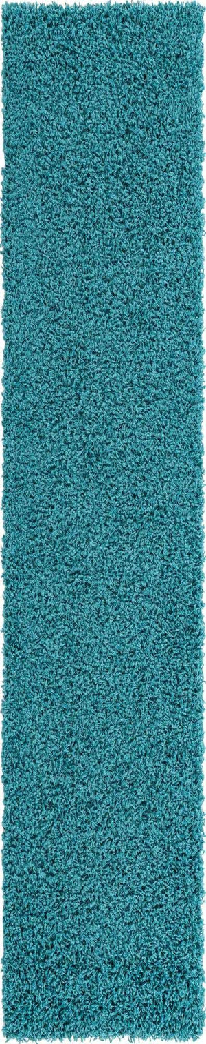 Deep Aqua Blue 2' 6 x 13' 1 Solid Shag Runner Rug