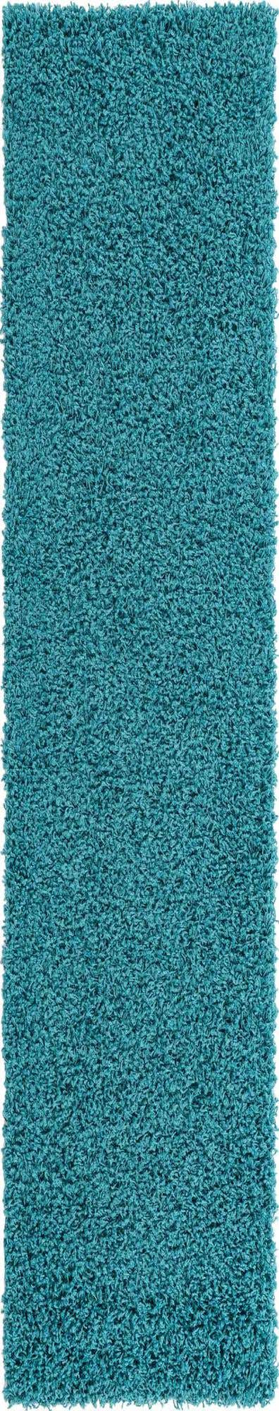 Deep Aqua Blue 2' 6 x 13' 1 Solid Shag Runner Rug