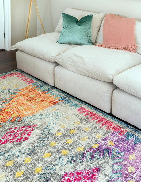 Multicolor 10' 6 x 16' 5 Vita Rectangle Area Rug Colorful Vivid Vintage Style Modern Indoor Easy Clean Durable Carpet Mat for Home Interior Design for Sale at Rug Engine