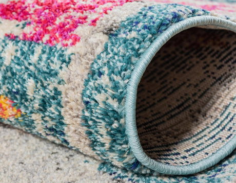 Multicolor 4' 1 x 4' 1 Vita Round Area Rug Colorful Vivid Vintage Style Modern Indoor Easy Clean Durable Carpet Mat for Home Interior Design for Sale at Rug Engine