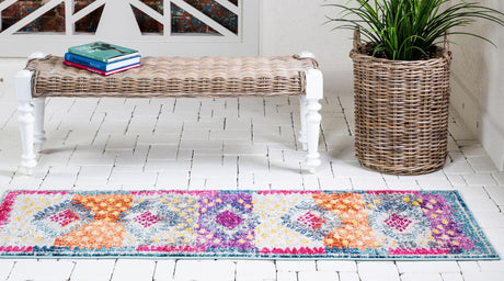 Multicolor 2' x 6' 9 Vita Runner Area Rug Colorful Vivid Vintage Style Modern Indoor Easy Clean Durable Carpet Mat for Home Interior Design for Sale at Rug Engine
