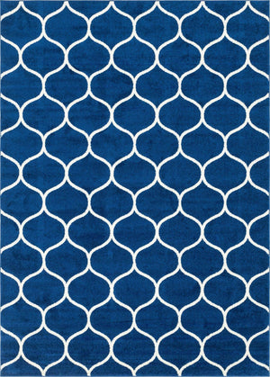 Navy Blue 9' x 12' 2 Trellis Frieze Rectangle Rug