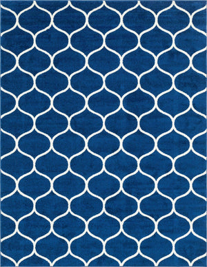 Navy Blue 7' 10 x 10' Trellis Frieze Rectangle Area Rug Geometric Modern Unique Stain Resistant Easy Clean Carpet for Living, Dining, Bedrooms, Office for Sale at Rug Engine