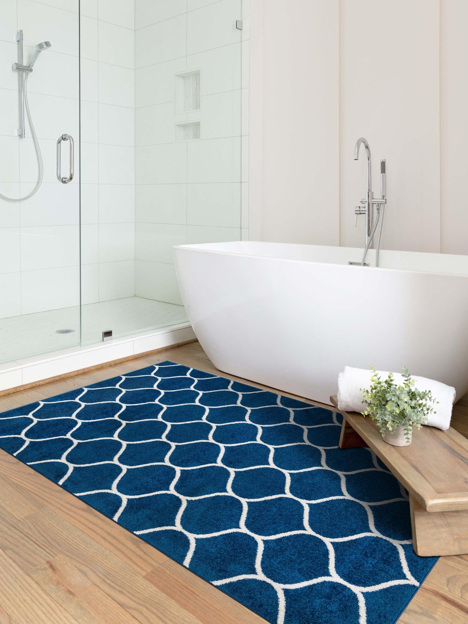 Navy Blue 10' x 13' 1 Trellis Frieze Rectangle Area Rug Geometric Modern Unique Stain Resistant Easy Clean Carpet for Living, Dining, Bedrooms, Office for Sale at Rug Engine